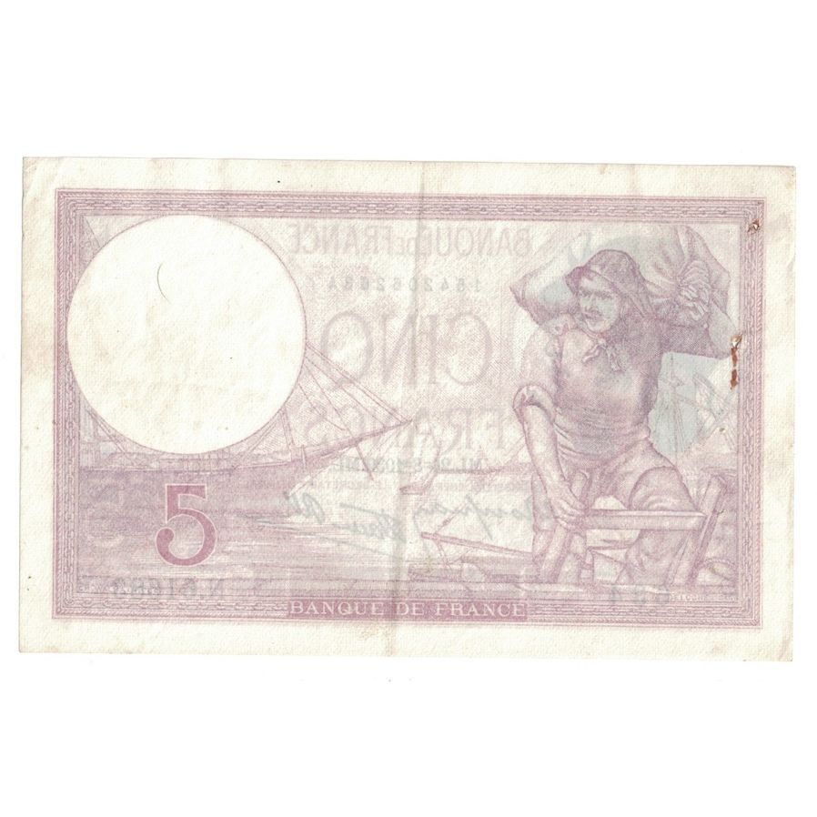 Francja, 5 Francs, Violet, 1939, N.61683, AU(50-53), Fayette:4.10, KM:83