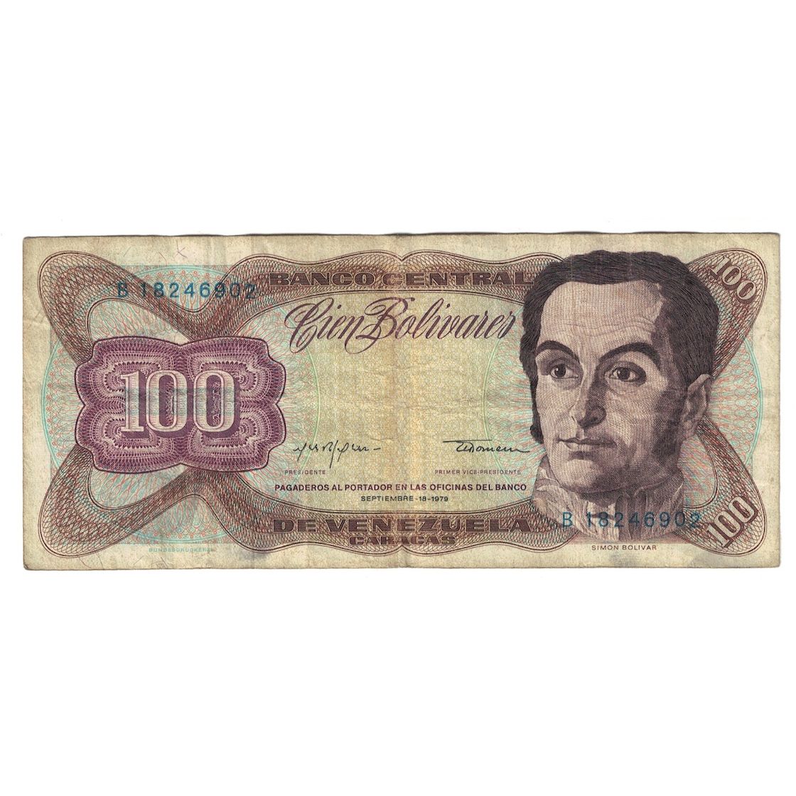 Banknote, Venezuela, 100 Bolivares, 1976, 1976-01-27, KM:55c, VF(20-25)