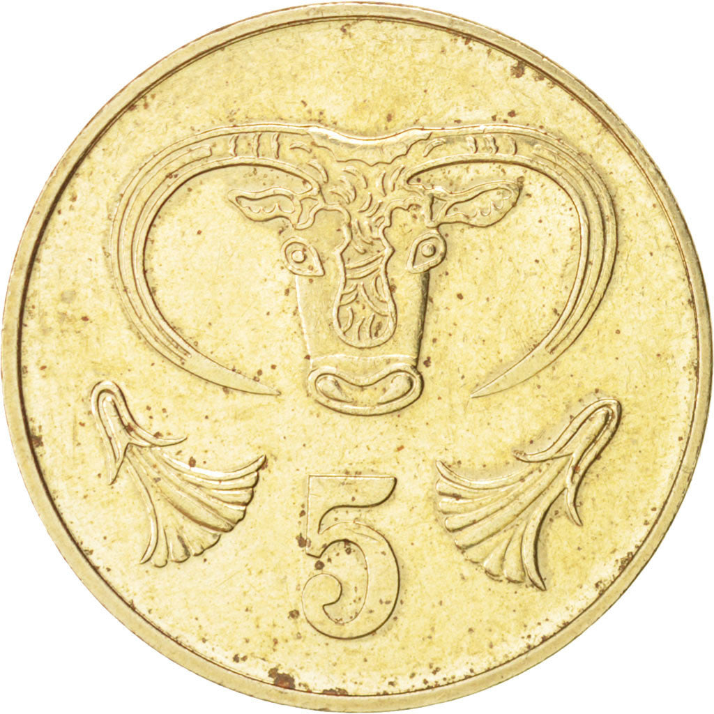 Coin, Cyprus, 5 Cents, 1993, AU(55-58), Nickel-brass, KM:55.1
