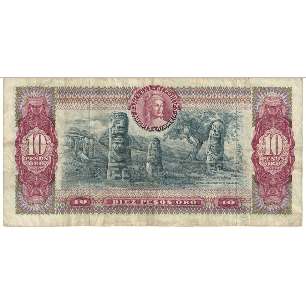 Geldschein, Kolumbien, 10 Pesos Oro, 1964, 1964-07-20, KM:407c, S+