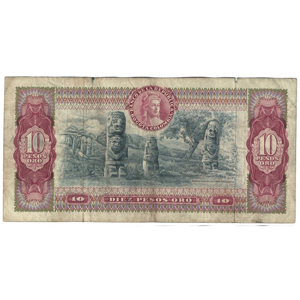 Billete, 10 Pesos Oro, 1965, Colombia, 1965-07-20, KM:407c, BC
