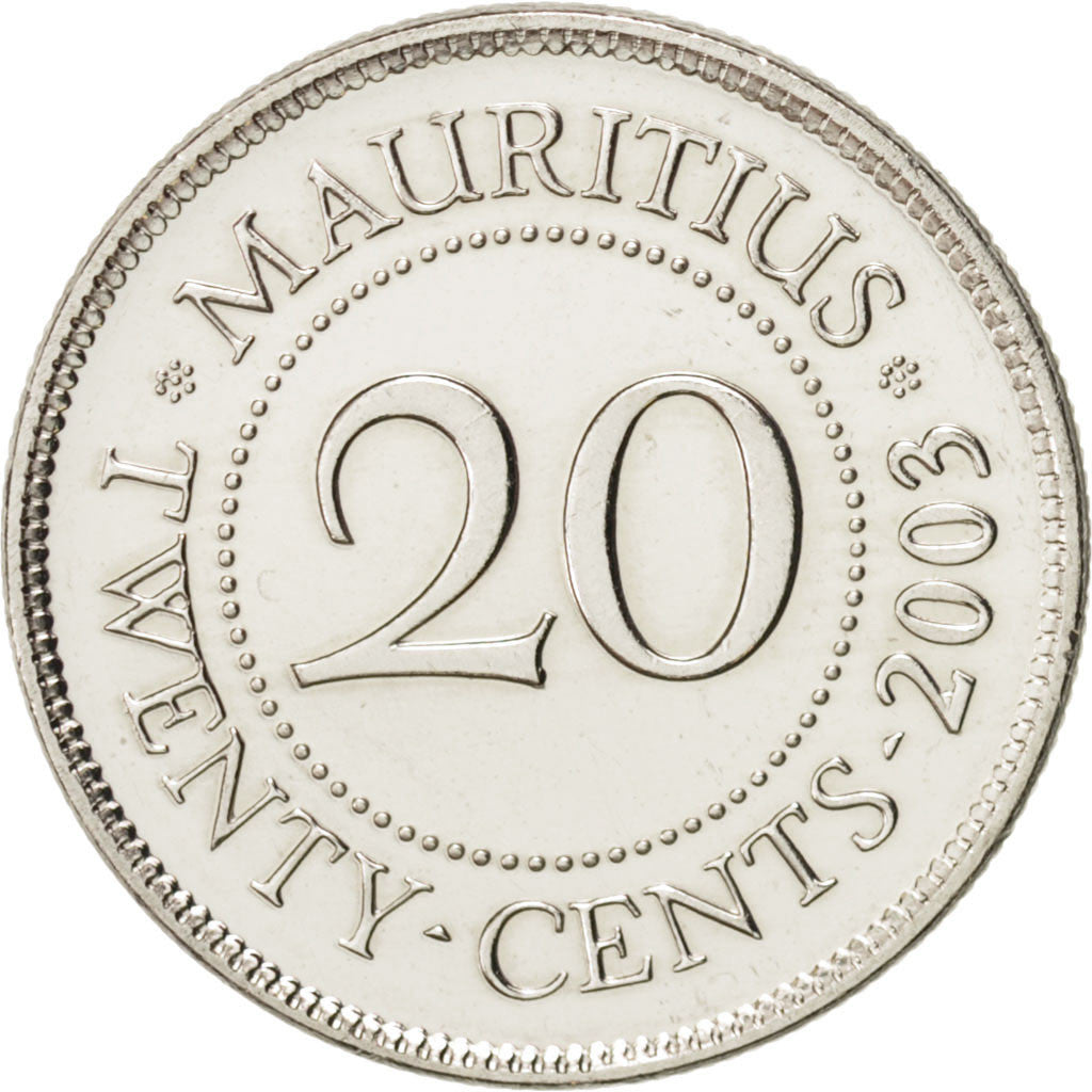 Monnaie, Mauritius, 20 Cents, 2003, SPL+, Nickel plated steel, KM:53