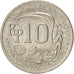 Moneta, Indonesia, 10 Rupiah, 1971, AU(50-53), Miedź-Nikiel, KM:33