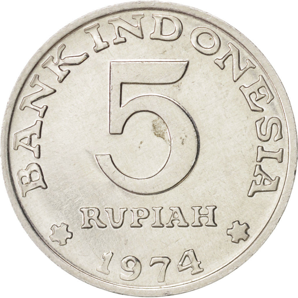 Monnaie, Indonésie, 5 Rupiah, 1974, SPL, Aluminium, KM:37