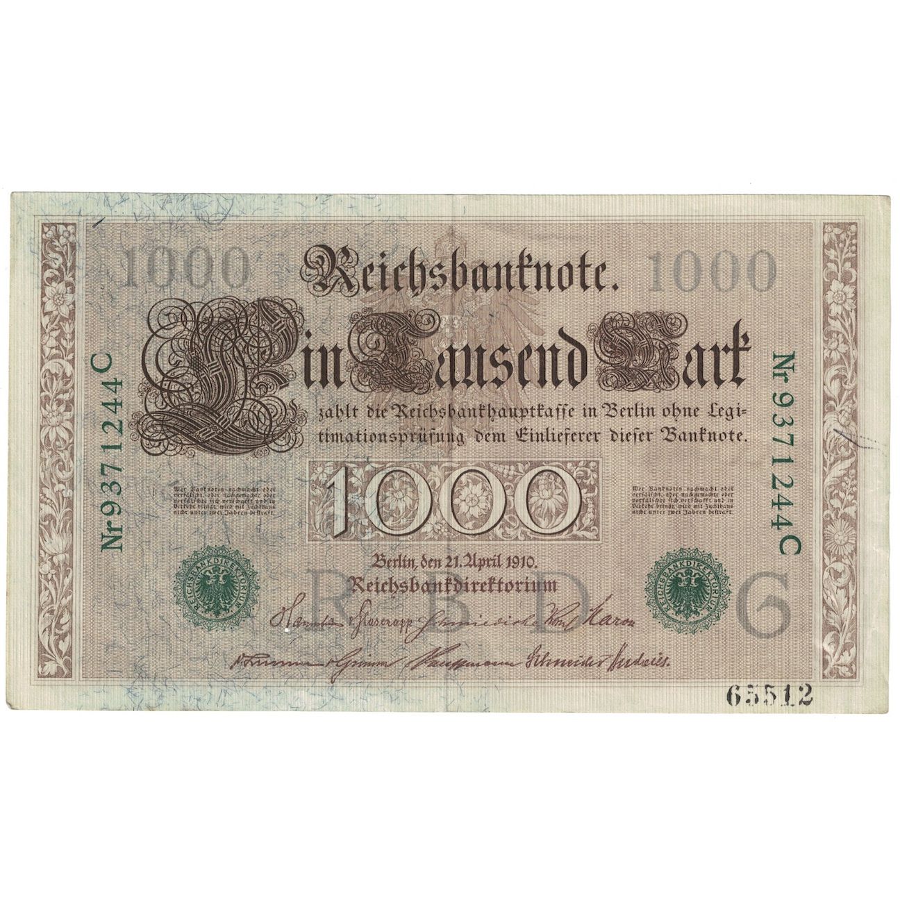 Banknote, Germany, 1000 Mark, 1910, 1910-04-21, KM:45b, AU(55-58)
