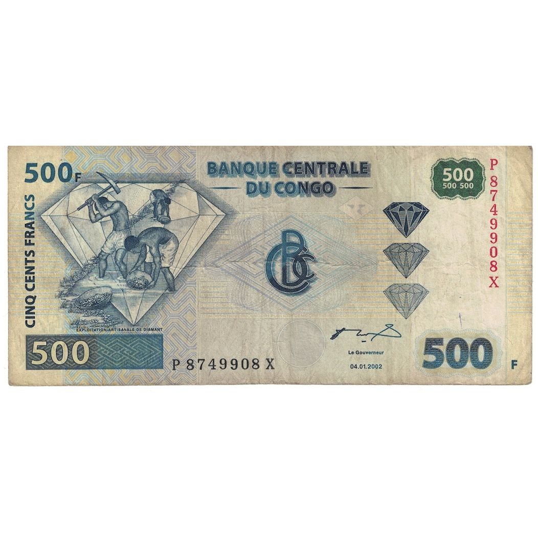 Billet, République démocratique du Congo, 500 Francs, 2002, 2000-01-04