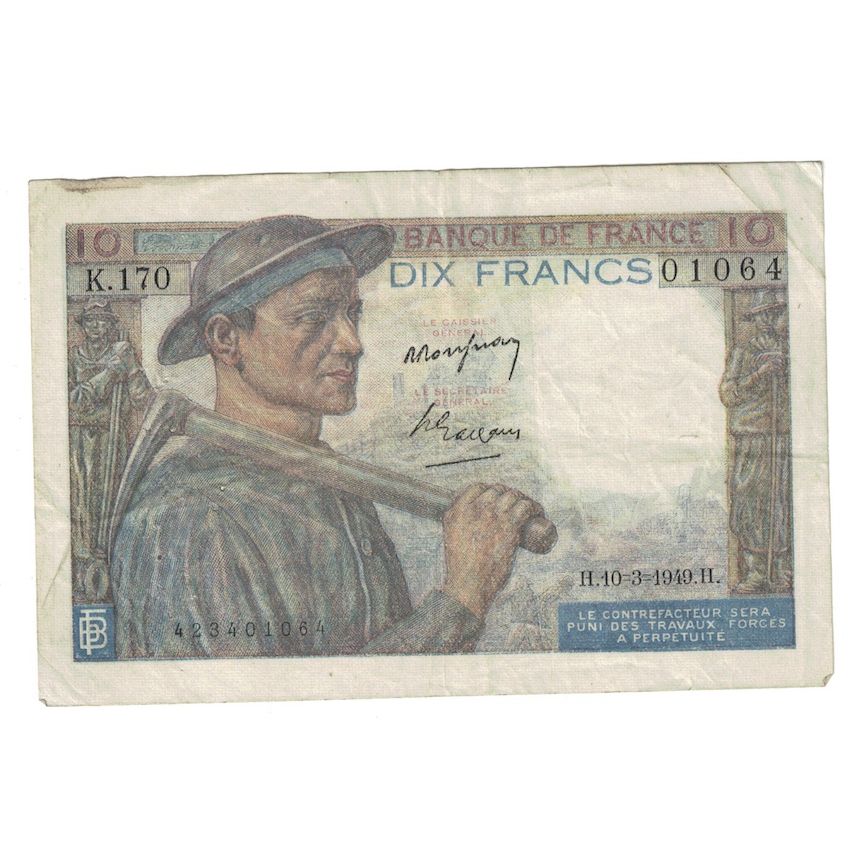 Francja, 10 Francs, Mineur, 1949, K.170, VF(30-35), Fayette:8.20, KM:99f