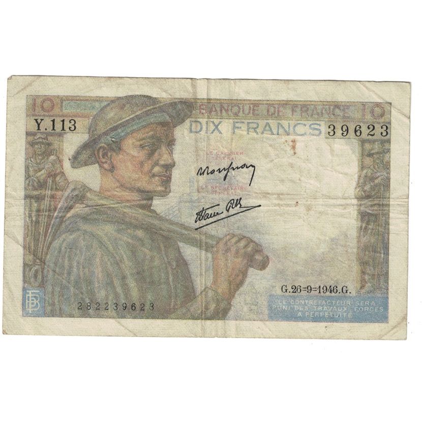 Francja, 10 Francs, Mineur, 1946, Y.113, VF(20-25), Fayette:8.15, KM:99e
