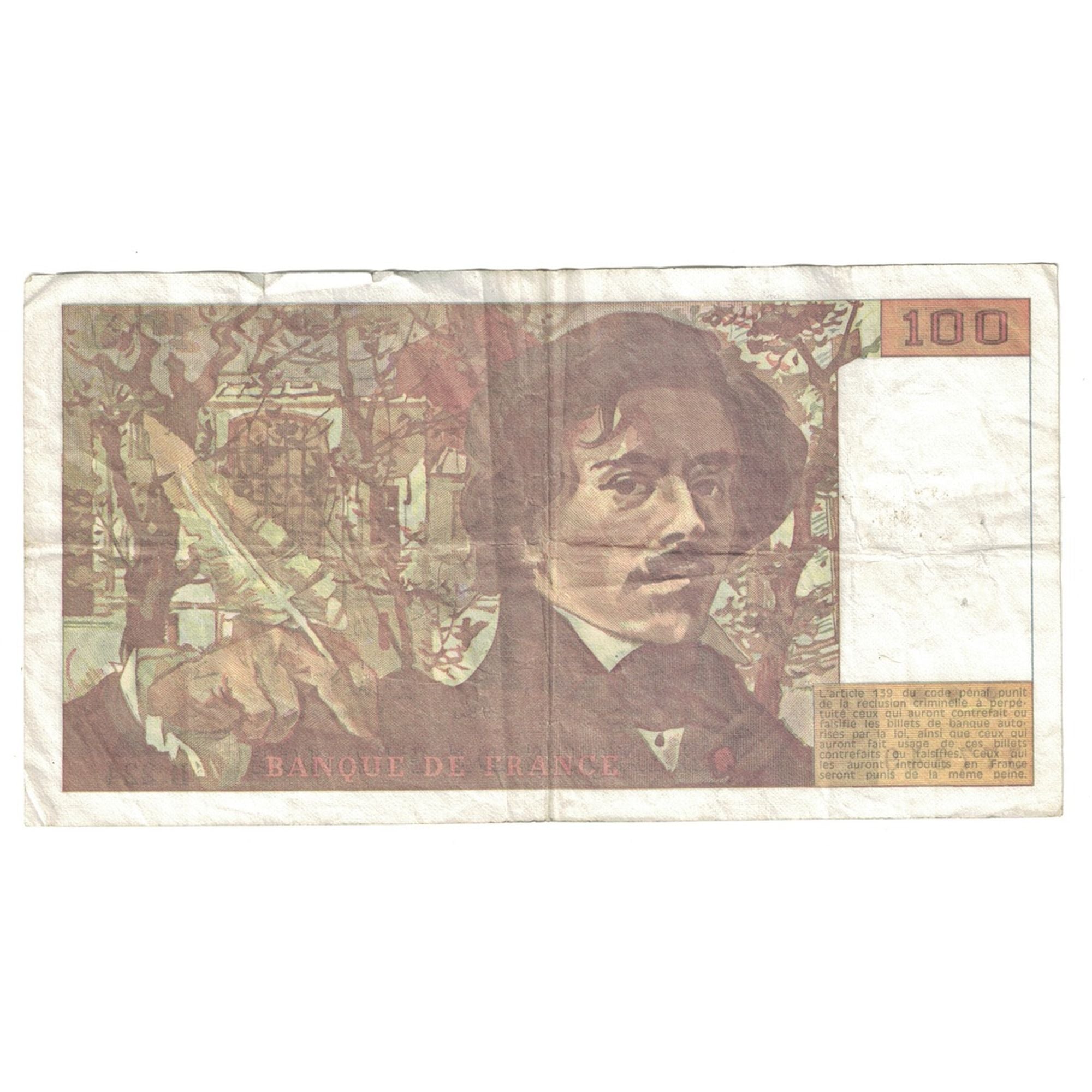 Francia, 100 Francs, Delacroix, 1993, B.224, BC+, Fayette:69bis.7, KM:154g