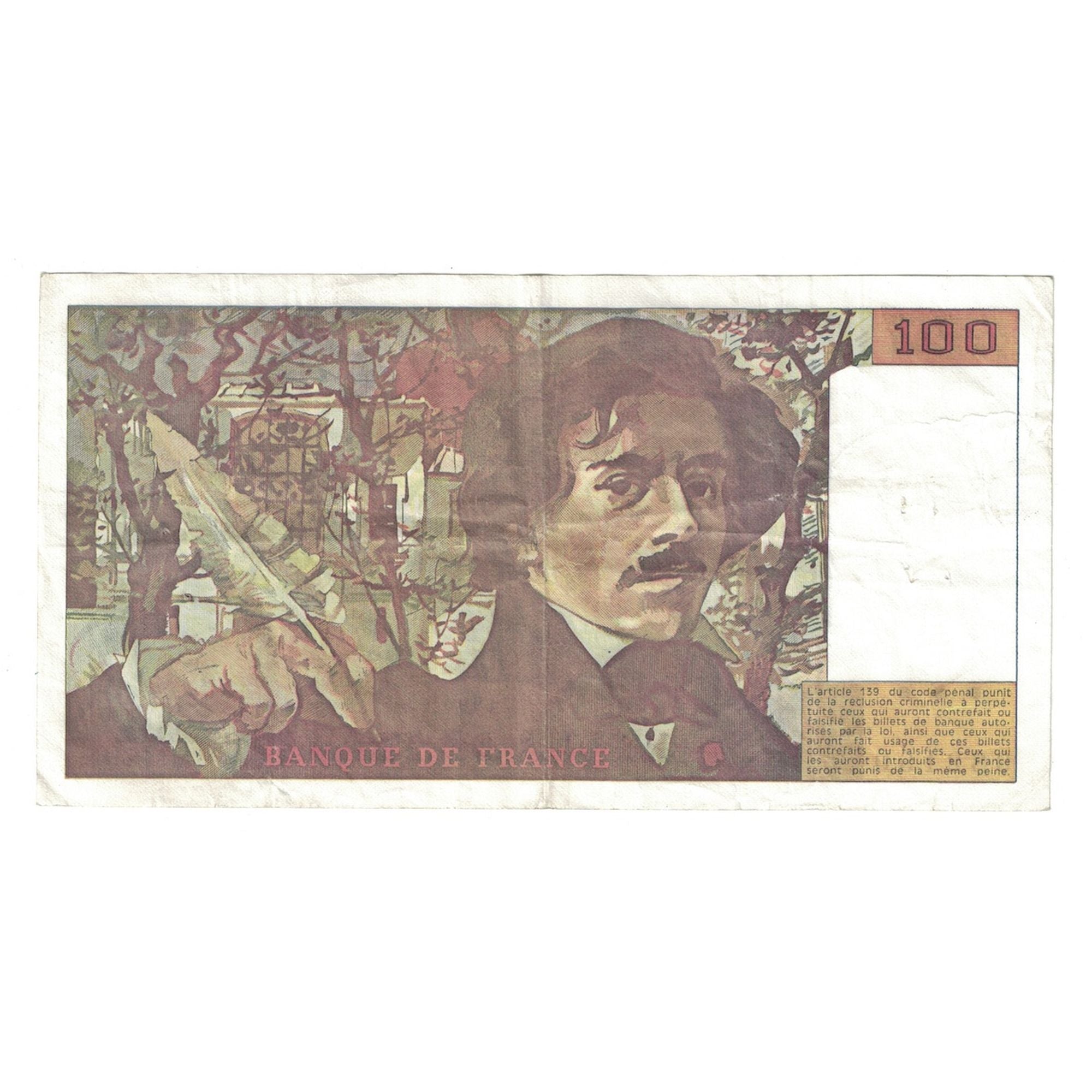 France, 100 Francs, Delacroix, 1990, M.179, AU(50-53), Fayette:69 bis 2c)