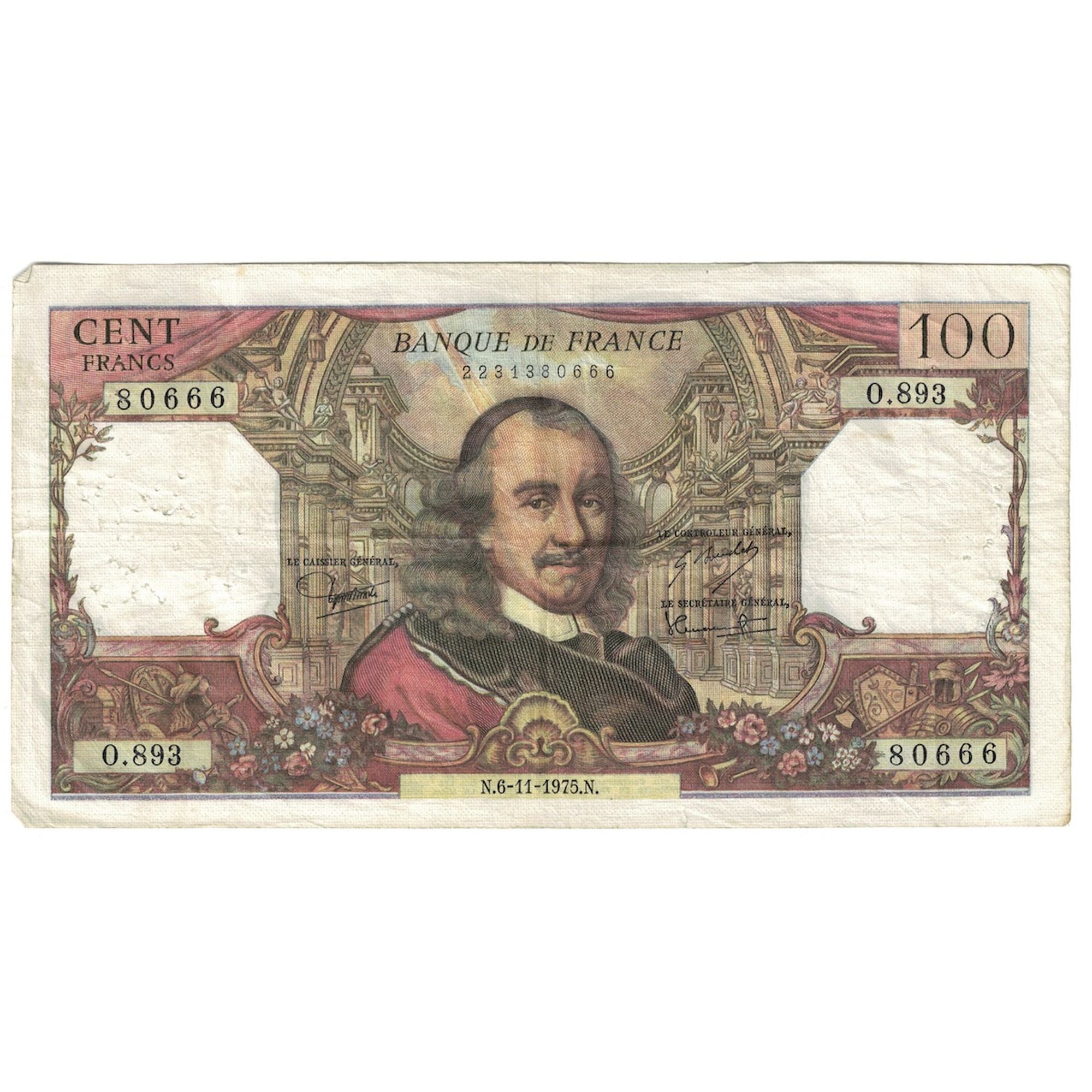 Francja, 100 Francs, Corneille, 1975, O.893, VF(20-25), Fayette:65.50, KM:149e