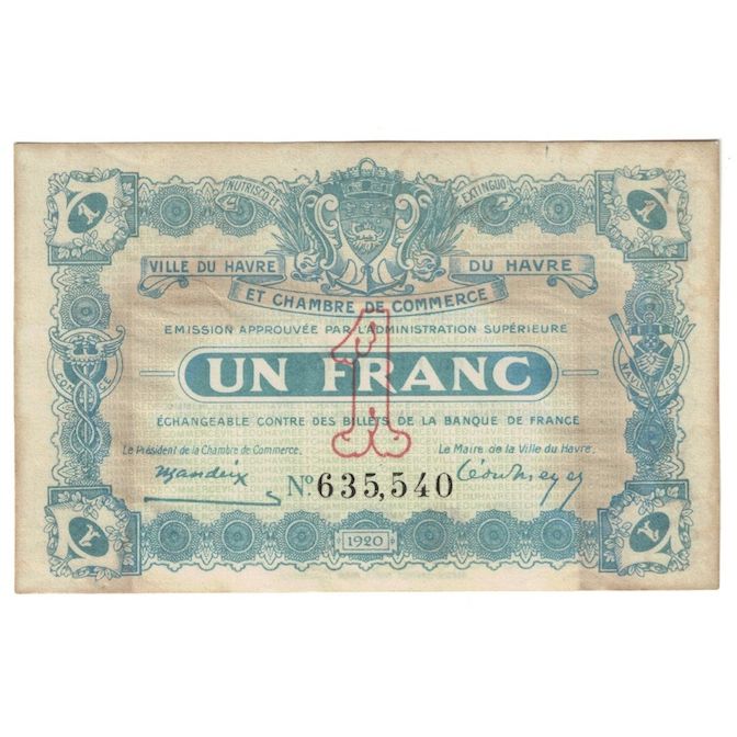 France, Le Havre, 1 Franc, 1920, EF(40-45), Pirot:68-22