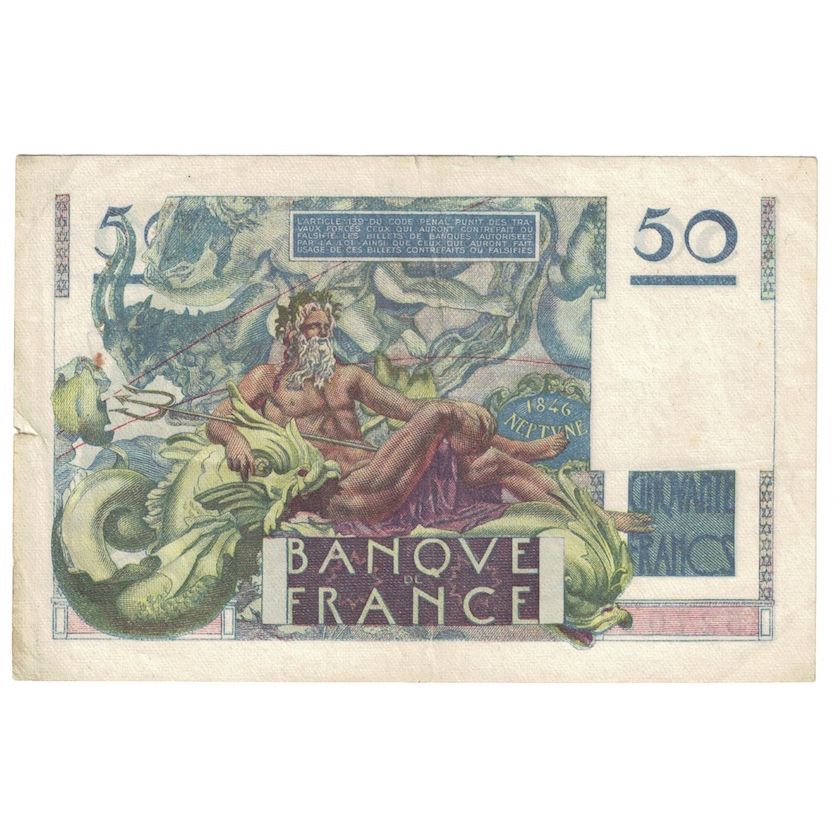 Francia, 50 Francs, Le Verrier, 1947, K.53, BB+, Fayette:20.7, KM:127b