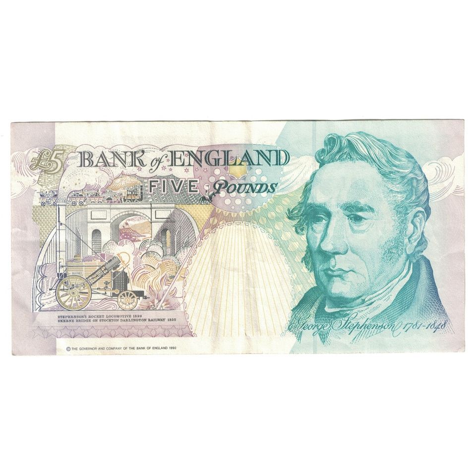 Billet, Grande-Bretagne, 5 Pounds, undated (1991-1998), KM:382b, TTB+