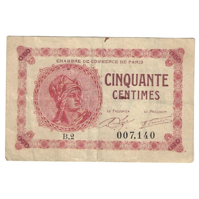 France, Paris, 50 Centimes, 1920, Chambre de Commerce, UNC(60-62), Pirot:97-10