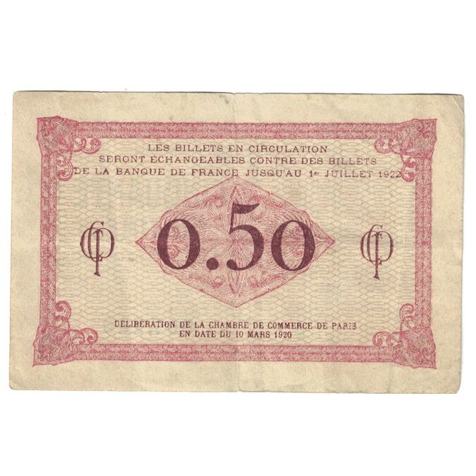 France, Paris, 50 Centimes, 1920, Chambre de Commerce, UNC(60-62), Pirot:97-10