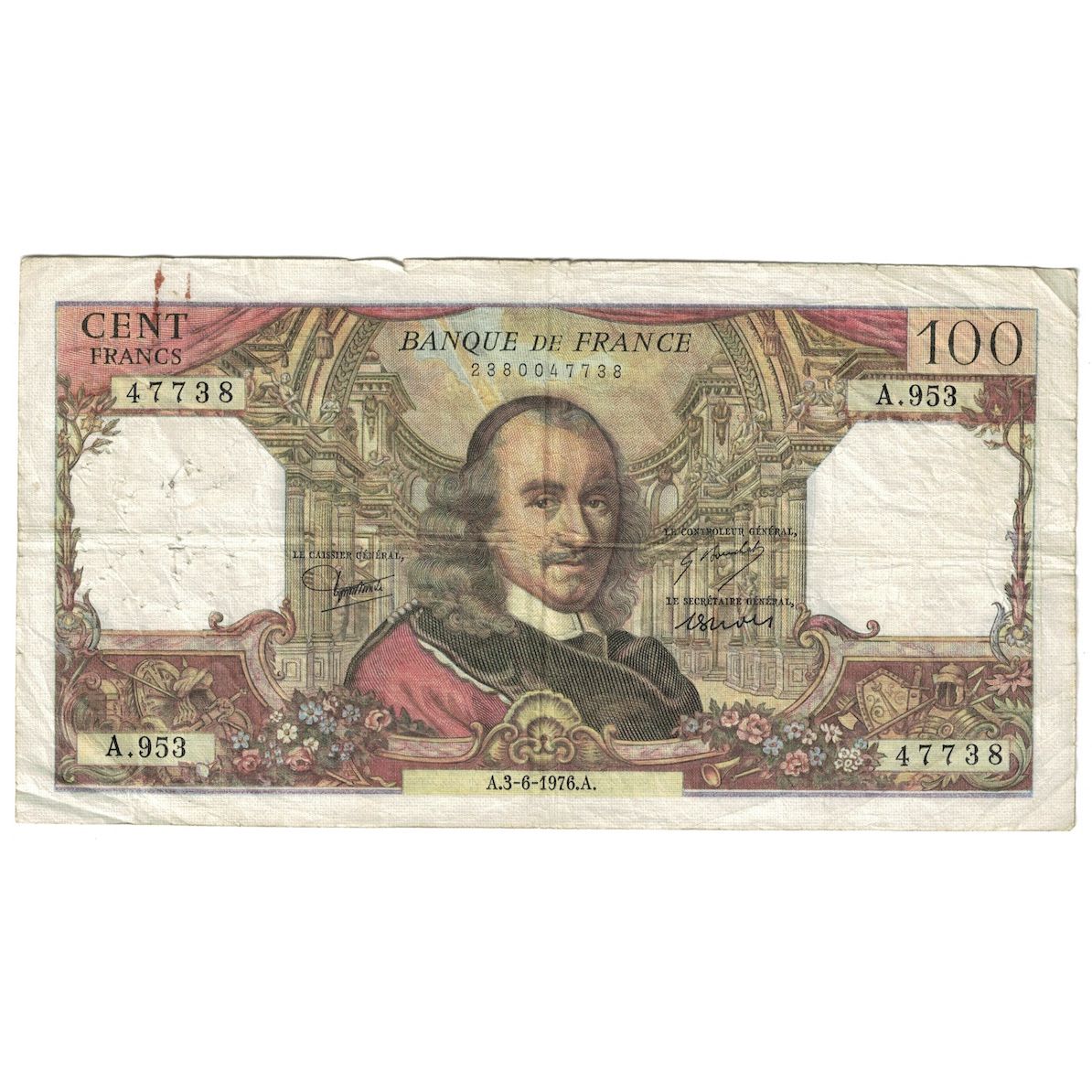 France, 100 Francs, Corneille, 1976, A.953, TB+, Fayette:65.53, KM:149f