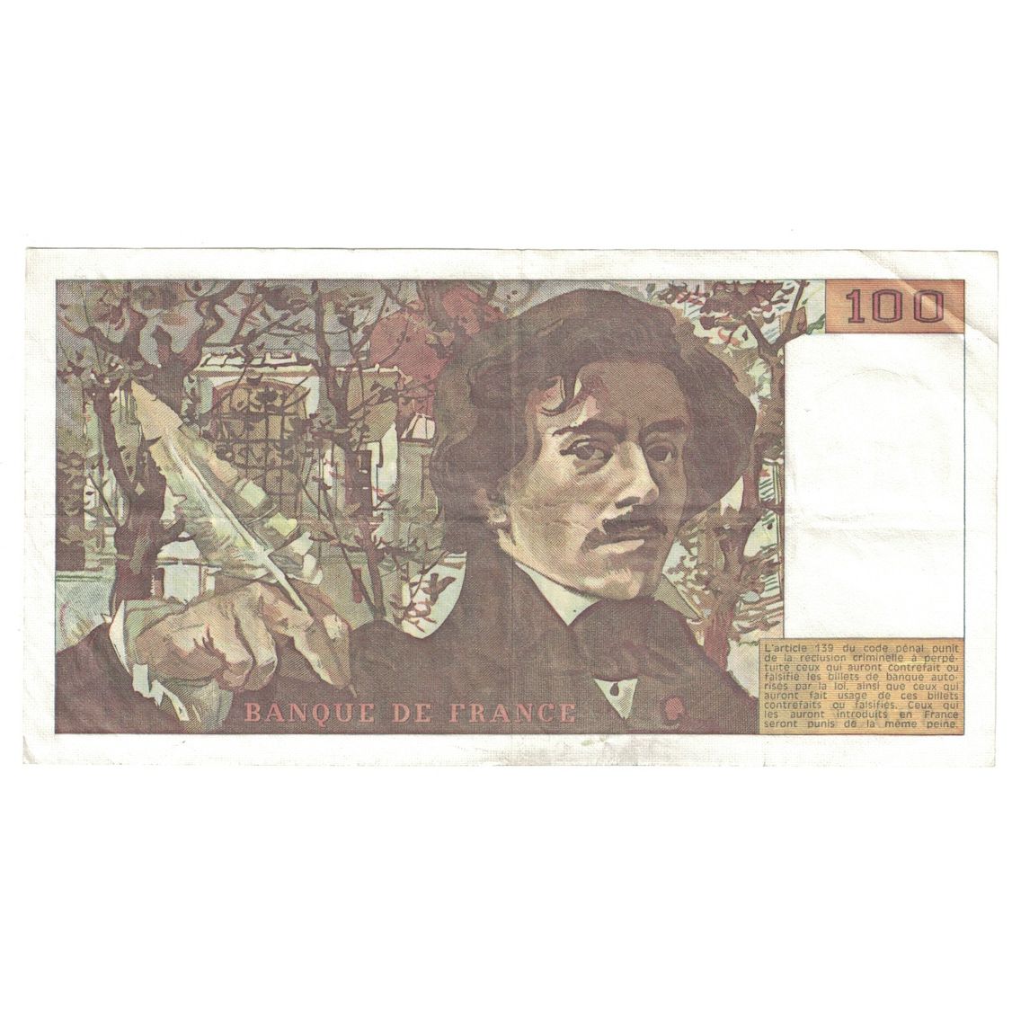 France, 100 Francs, Delacroix, 1982, Q.55, AU(50-53), Fayette:69.6, KM:154b
