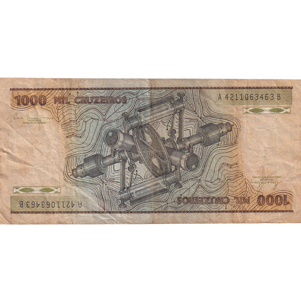 Nota, Brasil, 1000 Cruzeiros, 1985, KM:201c, VF(30-35)