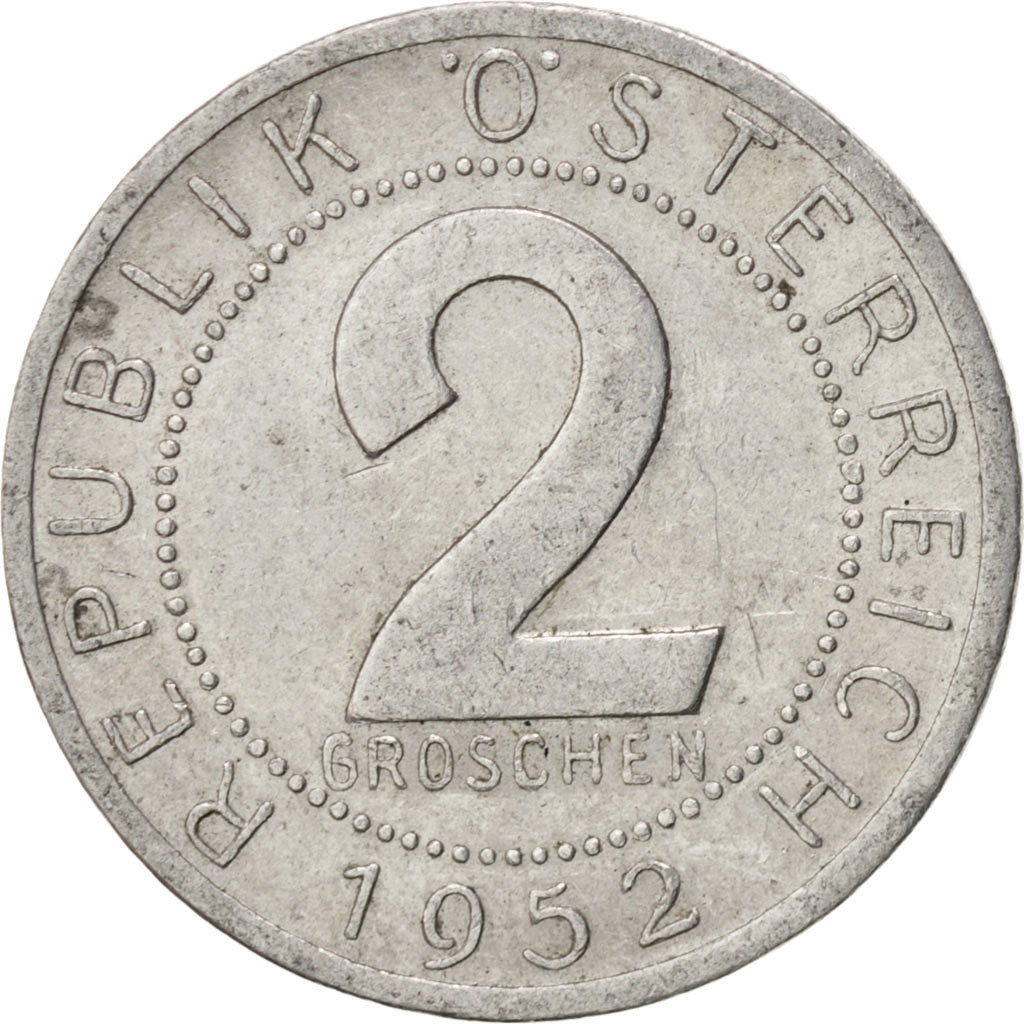 Coin, Austria, 2 Groschen, 1952, AU(50-53), Aluminum, KM:2876