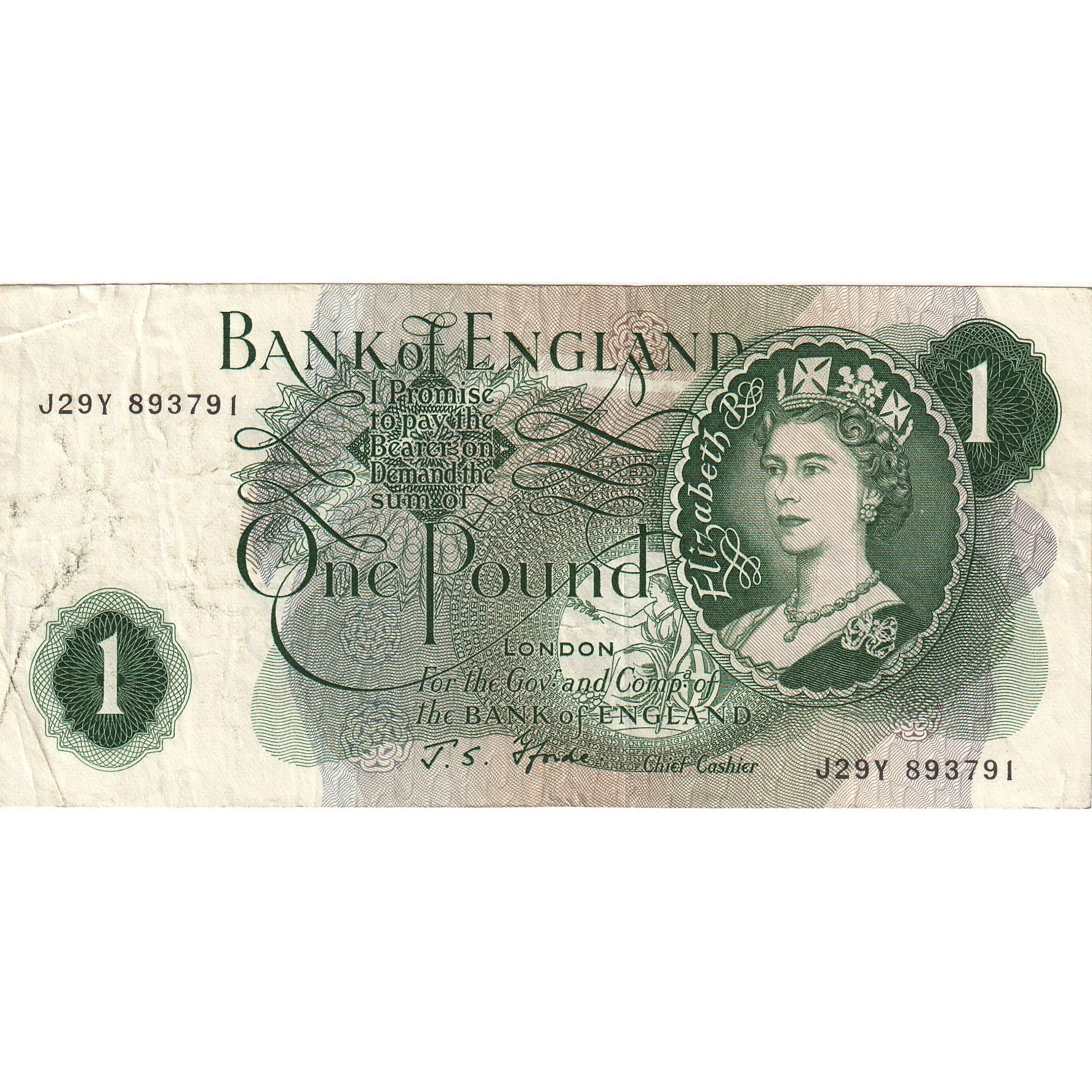 Banknote, Great Britain, 1 Pound, Undated (1966-70), KM:374e, VF(30-35)