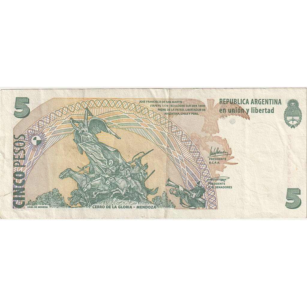 Argentine, 5 Pesos, Undated (1998-2003), TTB