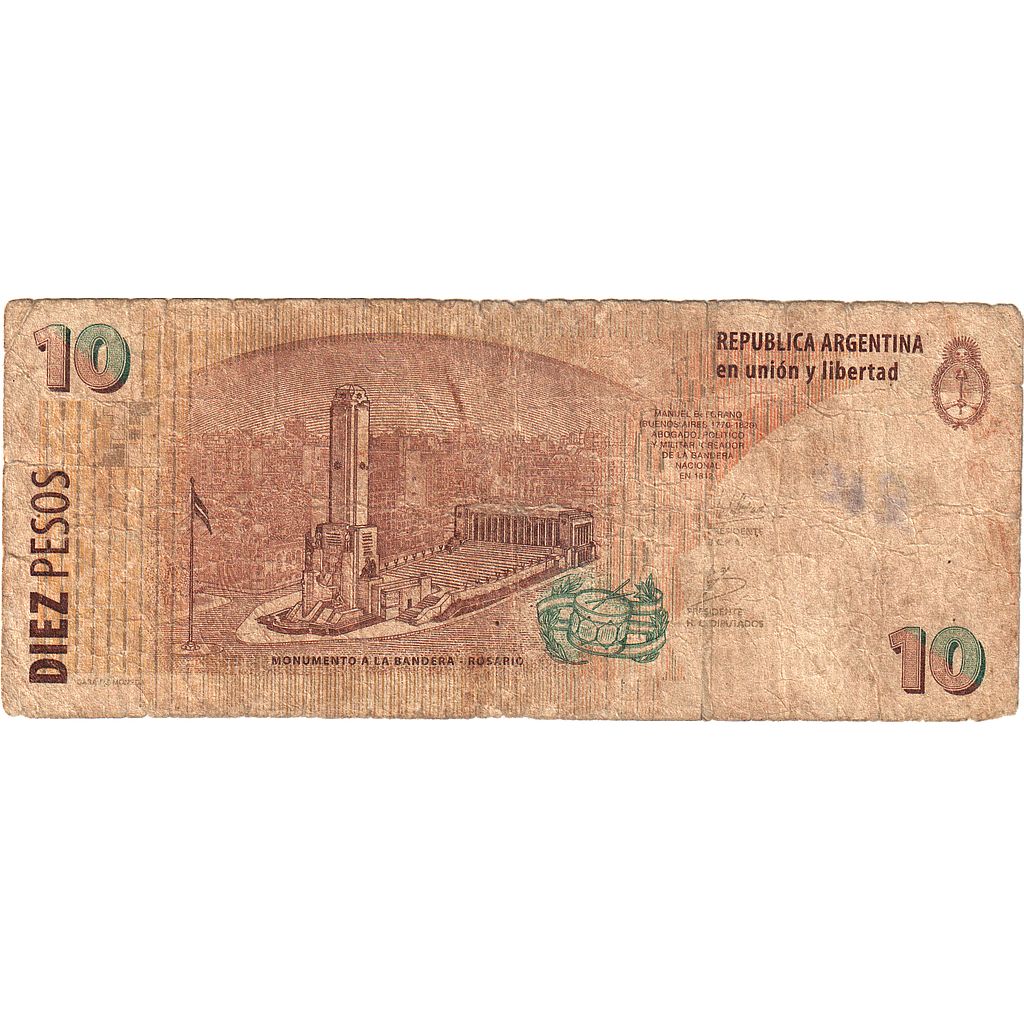 Argentina, 10 Pesos, KM:348, G(4-6)