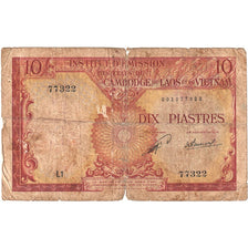10 Piastres = 10 Kip, Undated (1953), INDOCHINA FRANCESA, KM:102, RC+