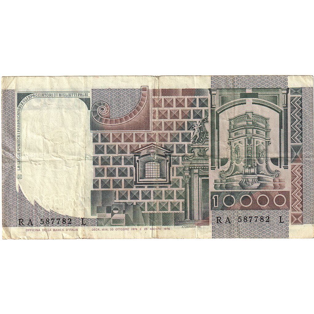 Italië, 10,000 Lire, 1976, 1976-11-30, KM:106a, TTB