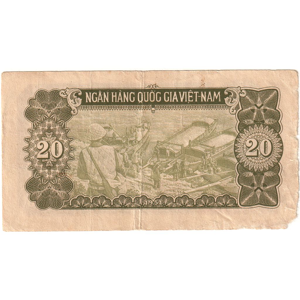 Vietnam, 20 D<ox>ng, 1951, KM:60b, EF(40-45)