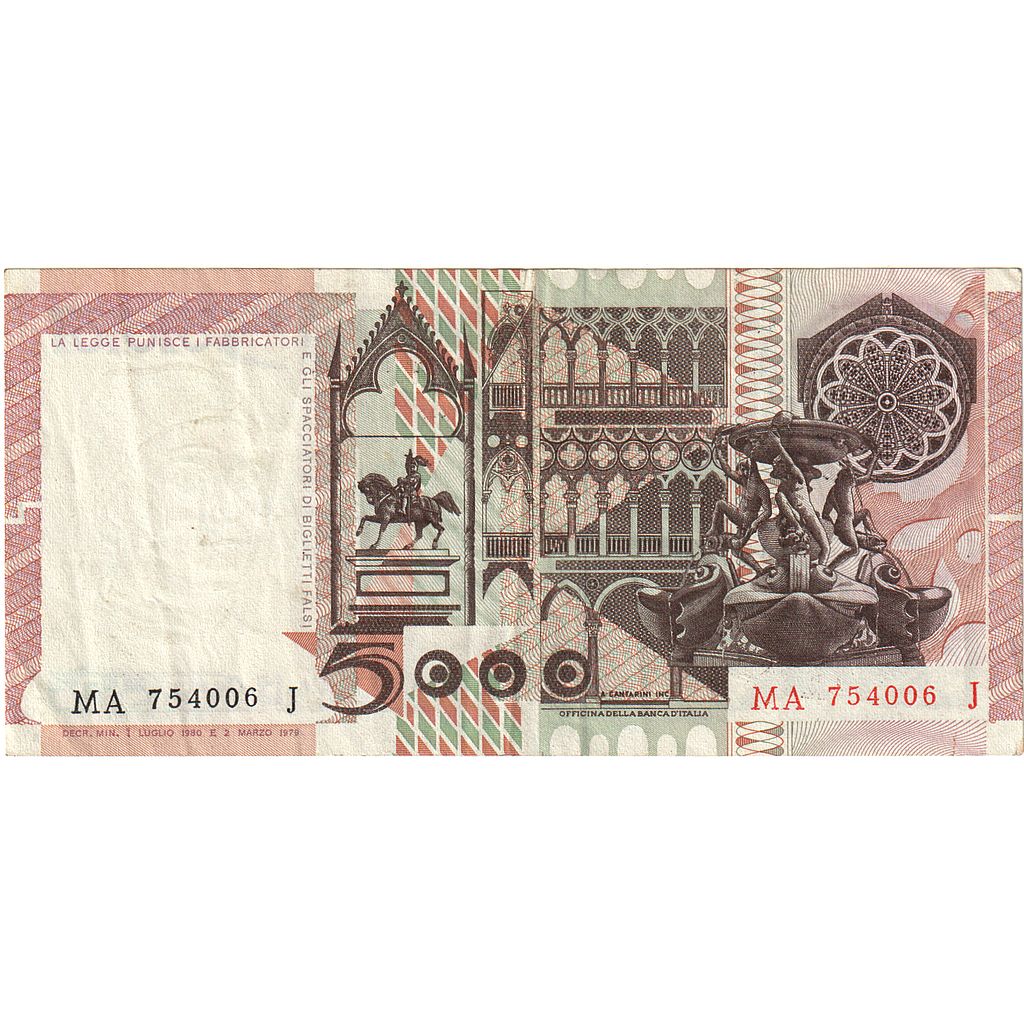 Italy, 5000 Lire, 1979, KM:105a, UNC(65-70)