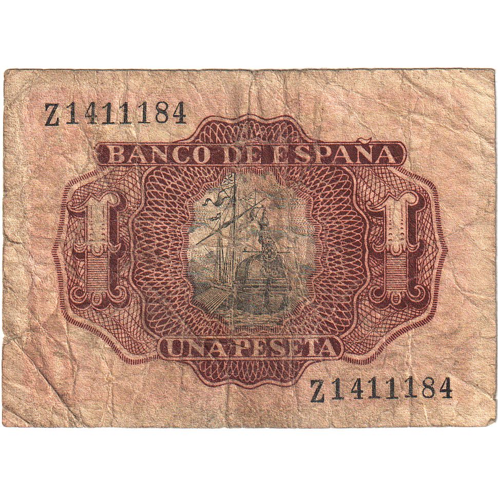 Billet, Espagne, 1 Peseta, 1953, KM:144a, B+