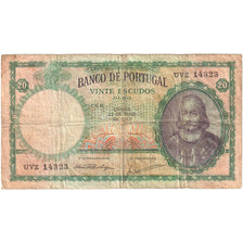 Portugal, 20 Escudos, 1954-05-25, KM:153a, VG(8-10)