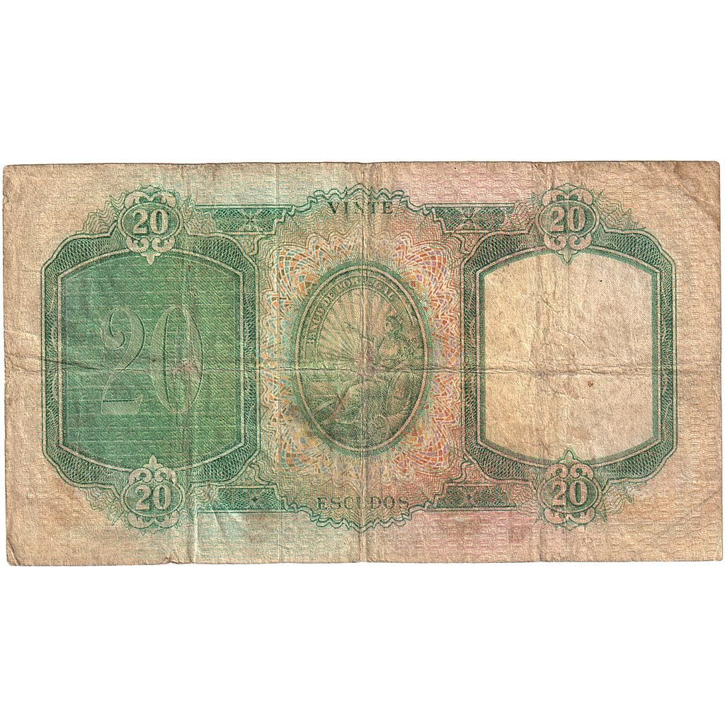 Portugal, 20 Escudos, 1954-05-25, KM:153a, VG(8-10)