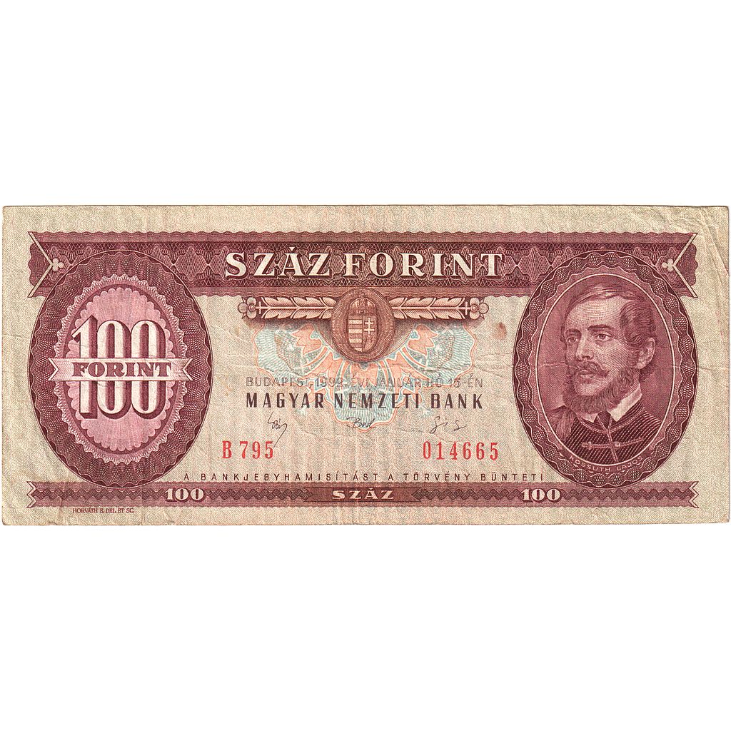 Węgry, 100 Forint, 1992, 1992-01-15, KM:174a, EF(40-45)
