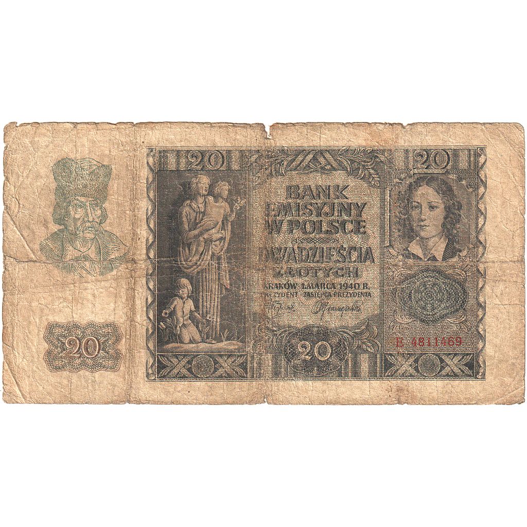 Polen, 20 Zlotych, 1940, KM:95, SGE