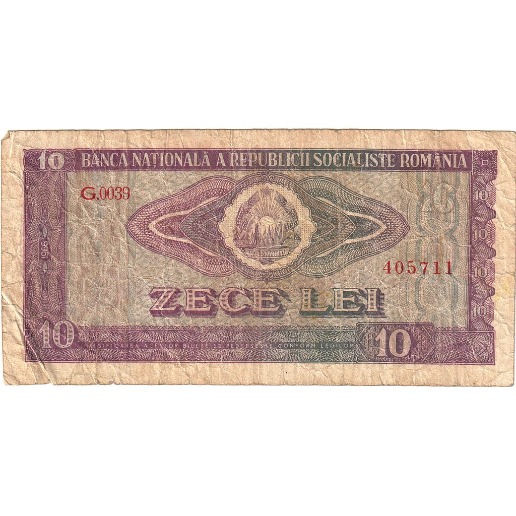 Roménia, 10 Lei, 1966, KM:94a, VG(8-10)