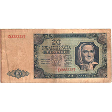 Poland, 20 Zlotych, 1948, 1948-07-01, KM:137, VF(30-35)