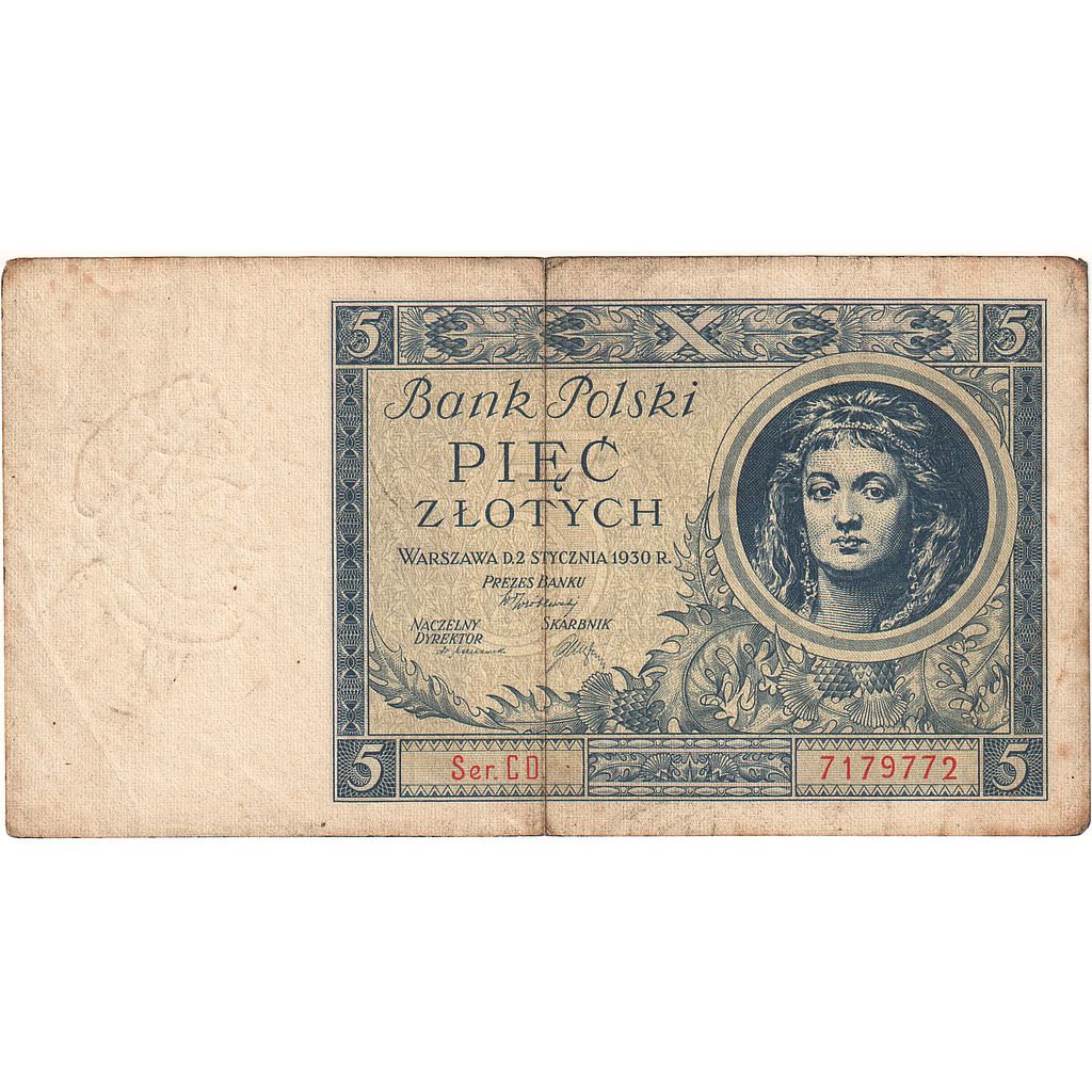 Poland, 5 Zlotych, 1930, KM:72, VF(20-25)