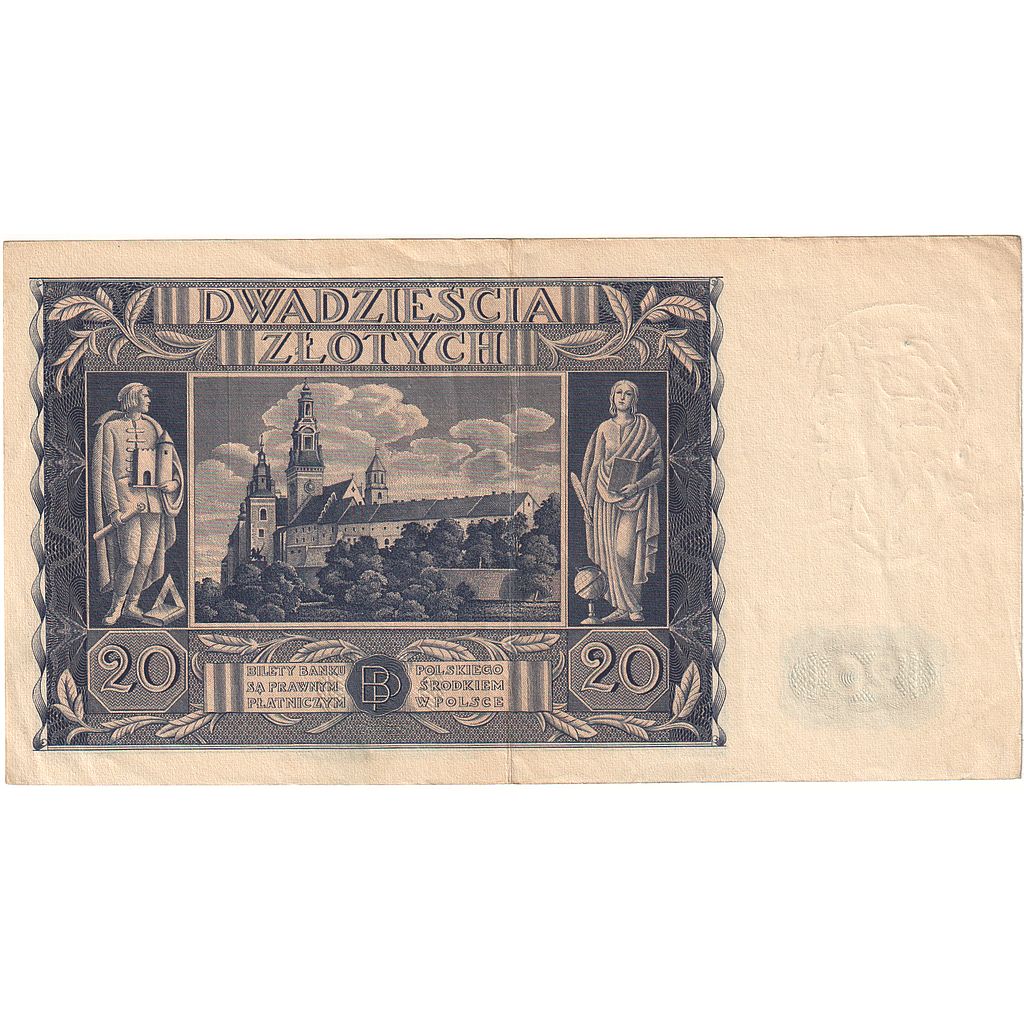 Poland, 20 Zlotych, 1936-11-11, KM:77, AU(55-58)