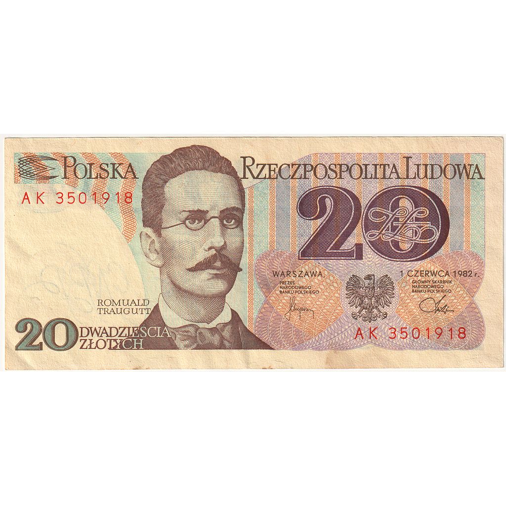 Polónia, 20 Zlotych, 1982-06-01, KM:149a, UNC(65-70)
