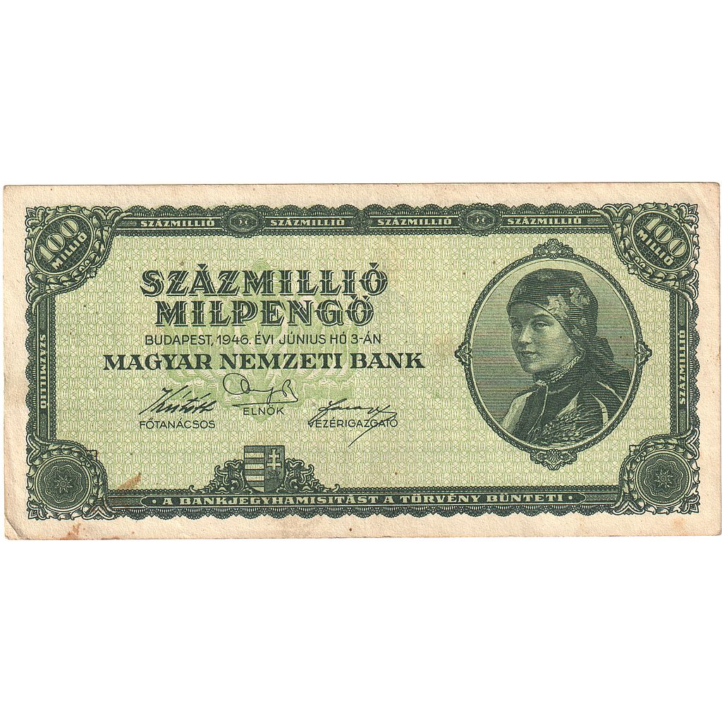 Hungary, 100,000,000 Pengö, 1946, 1946-06-03, KM:124, UNC(60-62)