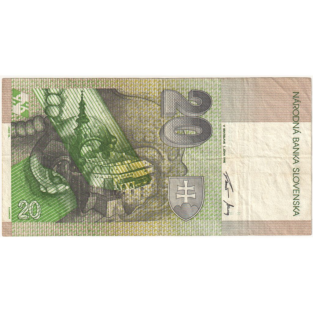 Slovakia, 20 Korun, 1995-06-01, KM:20b, AU(50-53)
