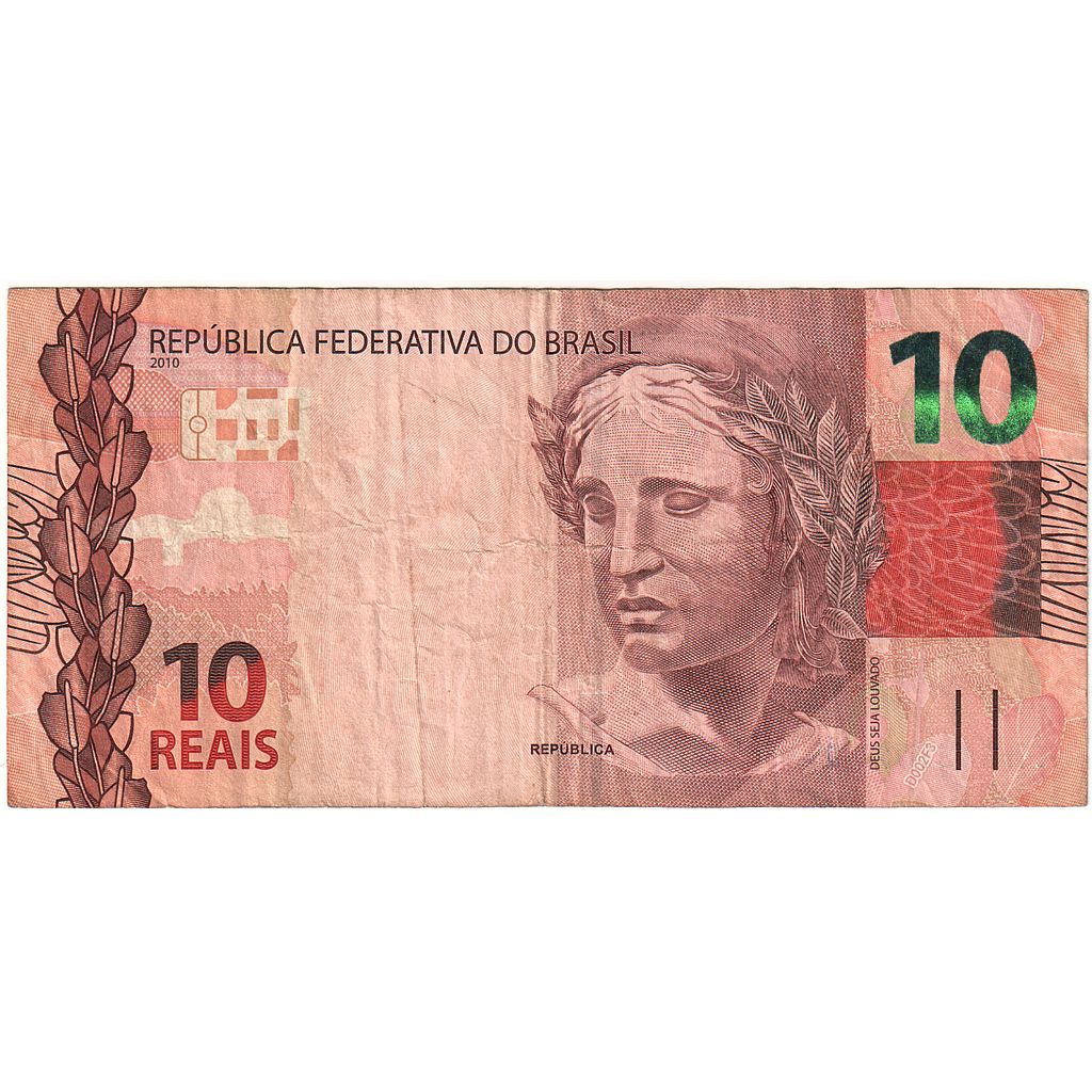 Brazylia, 10 Reais, 2010, VF(30-35)