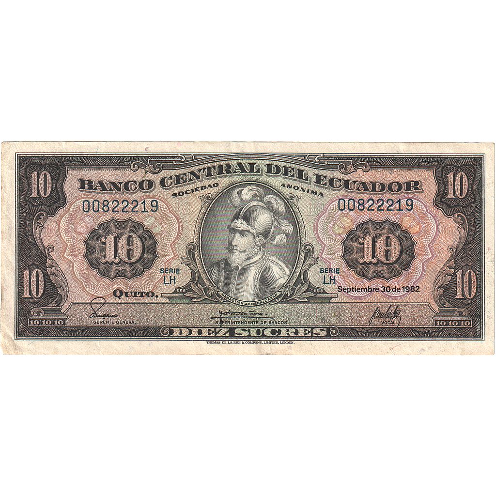 Ecuador, 10 Sucres, 1982, 1982-09-30, KM:114b, FDS