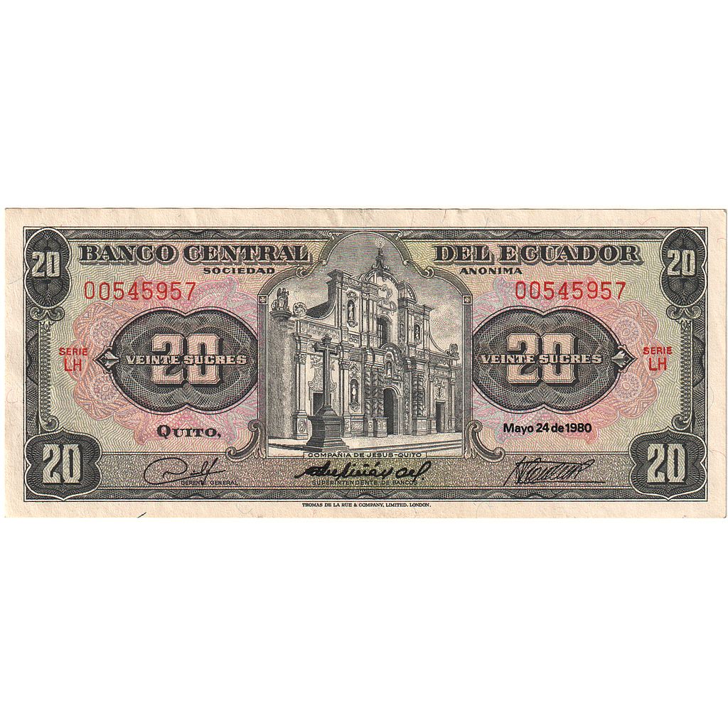 Ecuador, 20 Sucres, 1980-05-24, KM:115b, NIEUW