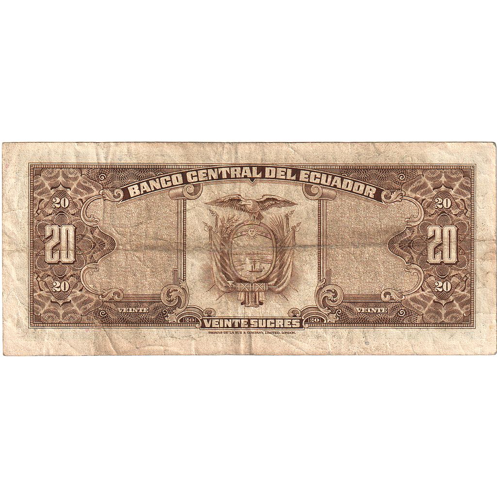 Ecuador, 20 Sucres, 1980-05-24, KM:115b, VF(20-25)