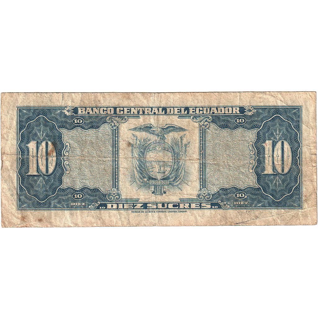 Ecuador, 10 Sucres, 1982, 1982-09-30, KM:114b, G(4-6)