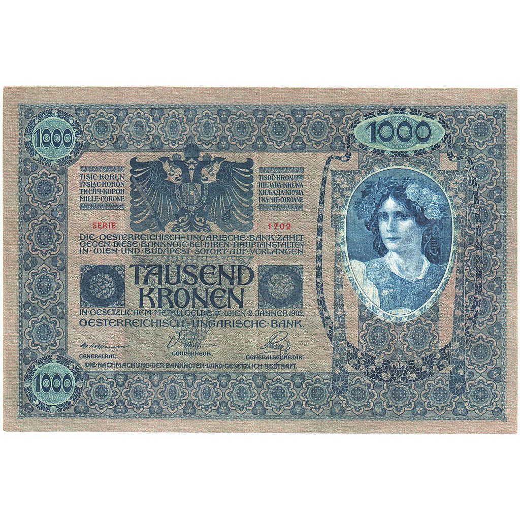Austria, 1000 Kronen, 1902-01-02, KM:59, EF(40-45)