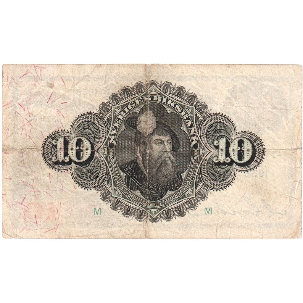 Sweden, 10 Kronor, 1938, 1938, KM:34u, VF(20-25)